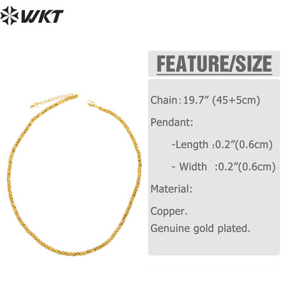 WT-BFN045 NEW Beads 18k Real Gold Plated Resist Tarnishable 3.5mm Brass Beads Chain Necklace Diamond Cut Beads Metal Necklace