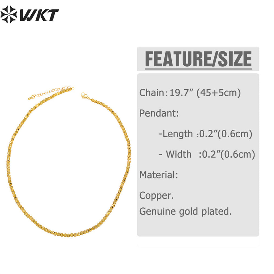 WT-BFN045 NEW Beads 18k Real Gold Plated Resist Tarnishable 3.5mm Brass Beads Chain Necklace Diamond Cut Beads Metal Necklace