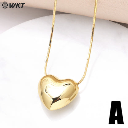 WT-JFN25 WKT Elegant and Charming Style Equisite Design 18k Gold Plated Heart Shape Women Necklace for Engagement Hot Sale