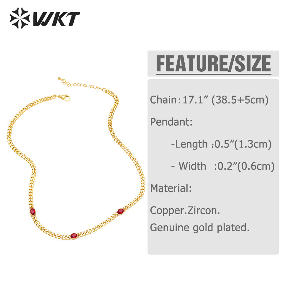 WT-BFN057 Retro Hip-hop Necklaces Female Ins Trend Popular Design Sense Simple Temperament Collarbone Chain Necklace