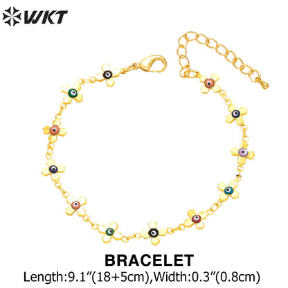 WT-BFN052 Women Best Selling Personalized Jewelry Set Is a Colorful Oil Drop Devil Eye Flower Collarbone Chain Necklace