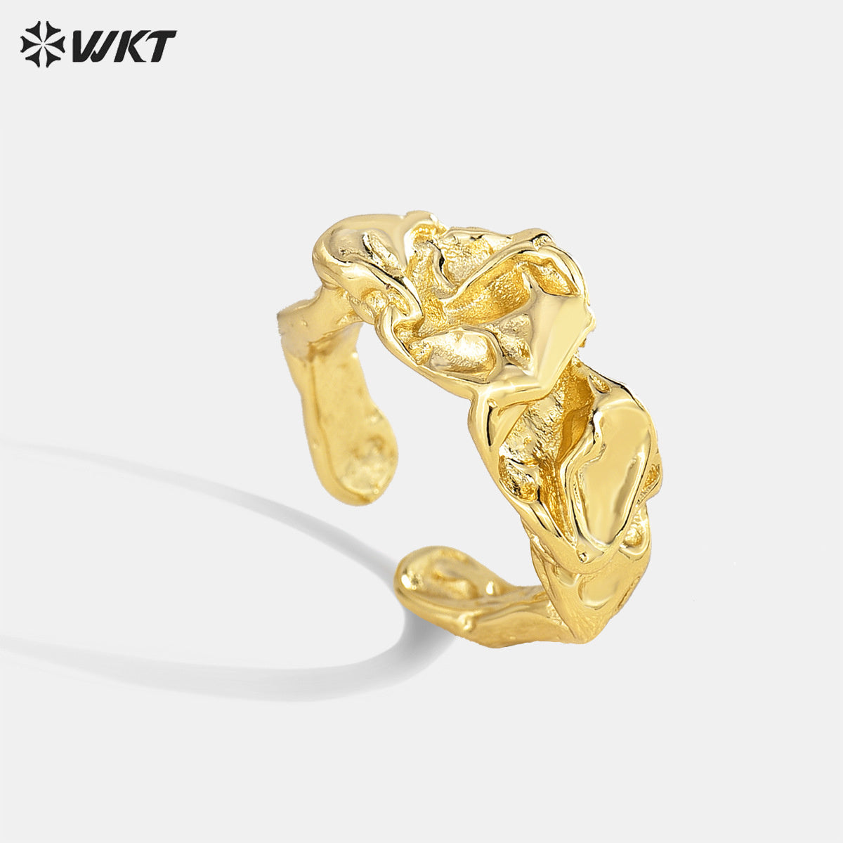 WT-R493 Fashion 18k Real Gold Plated Hammer Pattern Design Jewelry Ring for Women Gift Lava Veins Rings