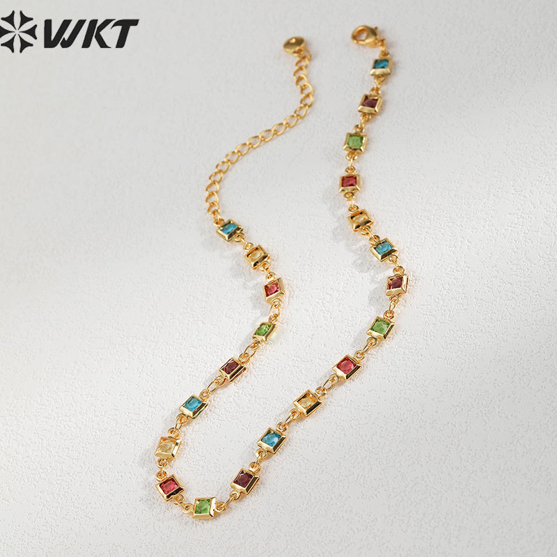 WT-MB125 Gorgeous Enamel Beads 17cm Long Cubic Zircon Women Bracelets Charming Natural Rice Pearl Beads Strand Bracelet