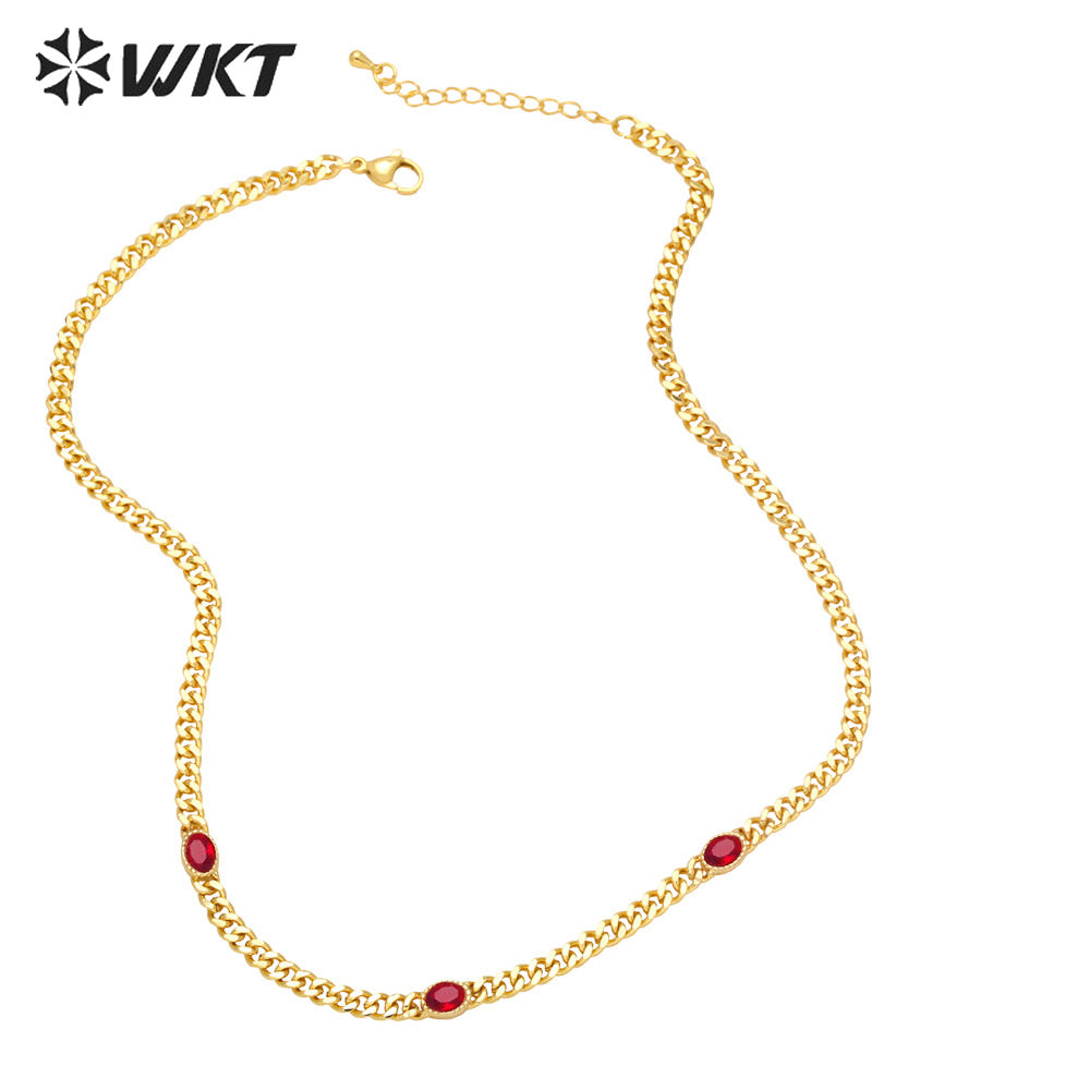 WT-BFN057 Retro Hip-hop Necklaces Female Ins Trend Popular Design Sense Simple Temperament Collarbone Chain Necklace