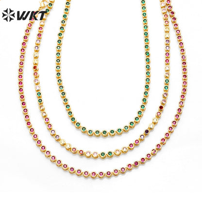 WT-BFN056 European Hip-hop Necklaces Female Fashion Brand Personality Copper-encrusted Zircon Chain Accessories Choker Necklace