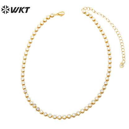 WT-BFN056 European Hip-hop Necklaces Female Fashion Brand Personality Copper-encrusted Zircon Chain Accessories Choker Necklace