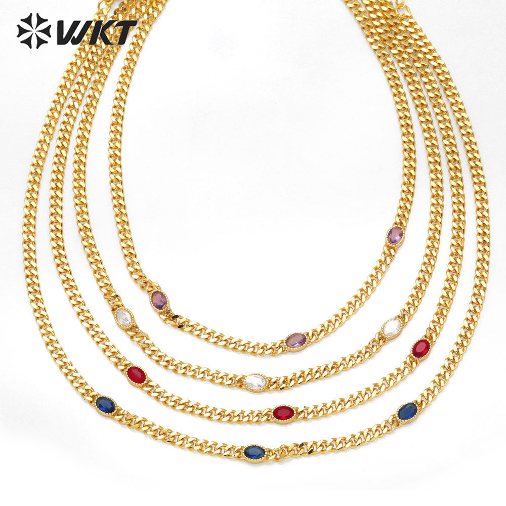WT-BFN057 Retro Hip-hop Necklaces Female Ins Trend Popular Design Sense Simple Temperament Collarbone Chain Necklace