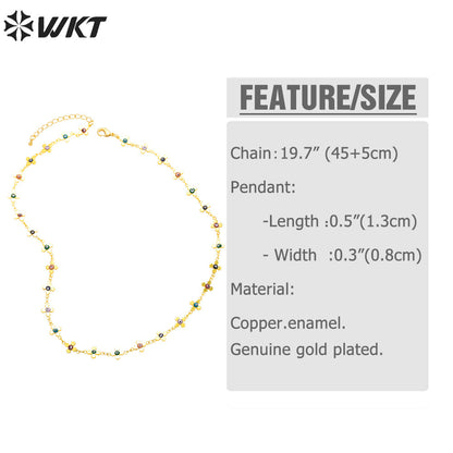 WT-BFN052 Women Best Selling Personalized Jewelry Set Is a Colorful Oil Drop Devil Eye Flower Collarbone Chain Necklace
