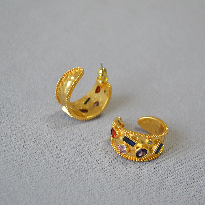 WT-E732 Amazing Fashion Design Punk Colorful for Man and Women 18k Gold Birthday Cubic Zircon Earrings