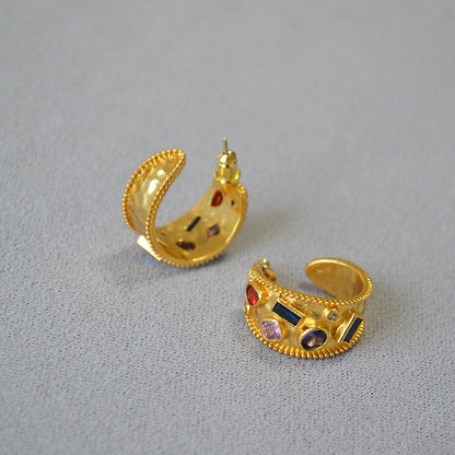 WT-E732 Amazing Fashion Design Punk Colorful for Man and Women 18k Gold Birthday Cubic Zircon Earrings