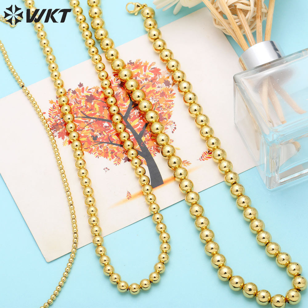 WT-BFN054 Gold Beads Necklace Chain Personality Clavicle Chain Ins Minority Design Sense Necklace Woman Ball Necklace