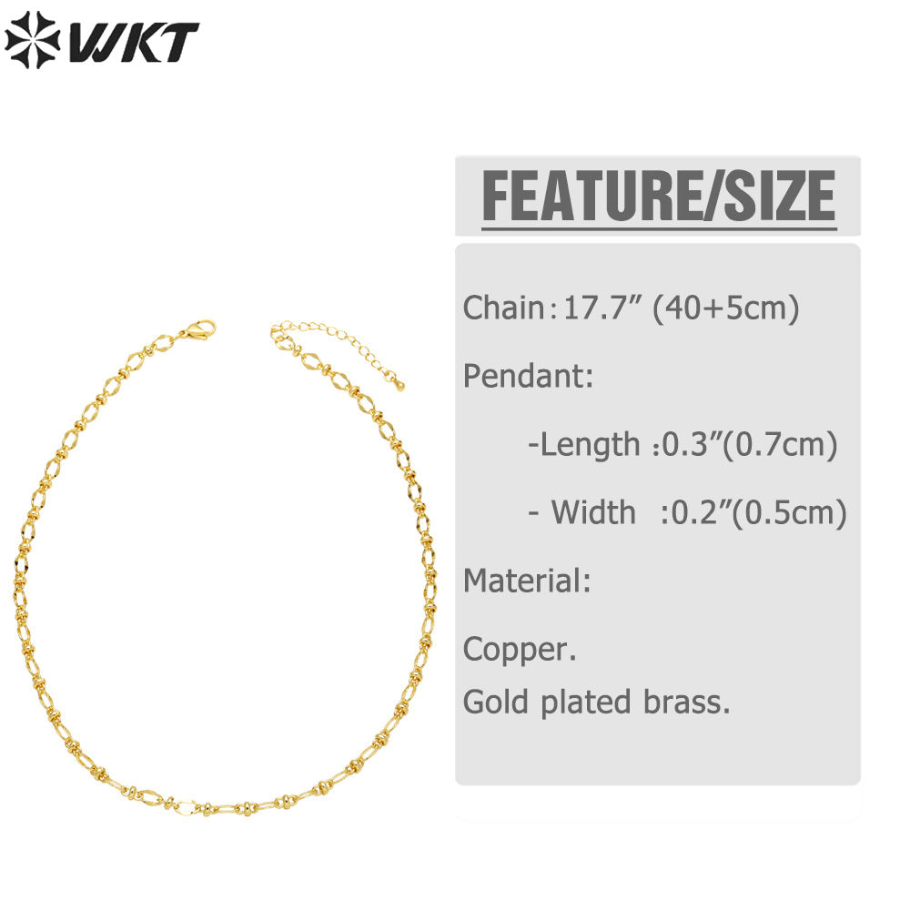 WT-BFN051 Accessories Retro Gold Thick Chain Necklace Bracelet Copper Plated 18K Gold Chain Big Metal Connect Handmade Necklace