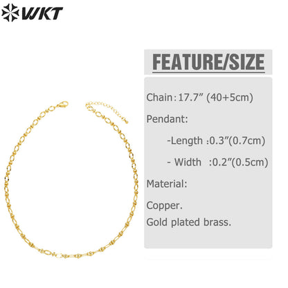 WT-BFN051 Accessories Retro Gold Thick Chain Necklace Bracelet Copper Plated 18K Gold Chain Big Metal Connect Handmade Necklace