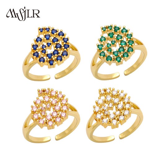 WKT-MVR046 High Quality Zircon Ring Women's Design Feels Small and Simple Cross Border European Opening Ring