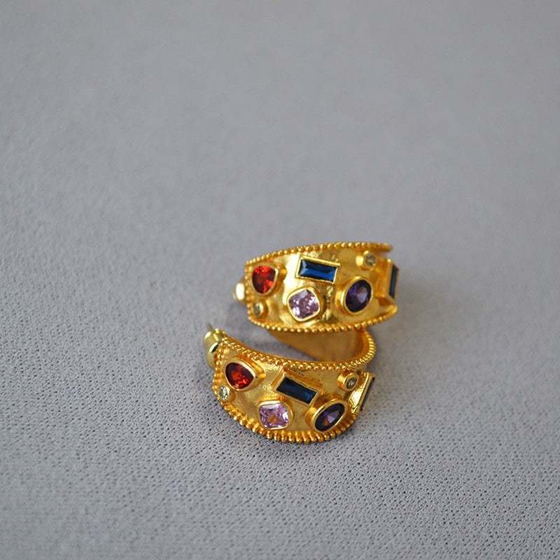 WT-E732 Amazing Fashion Design Punk Colorful for Man and Women 18k Gold Birthday Cubic Zircon Earrings