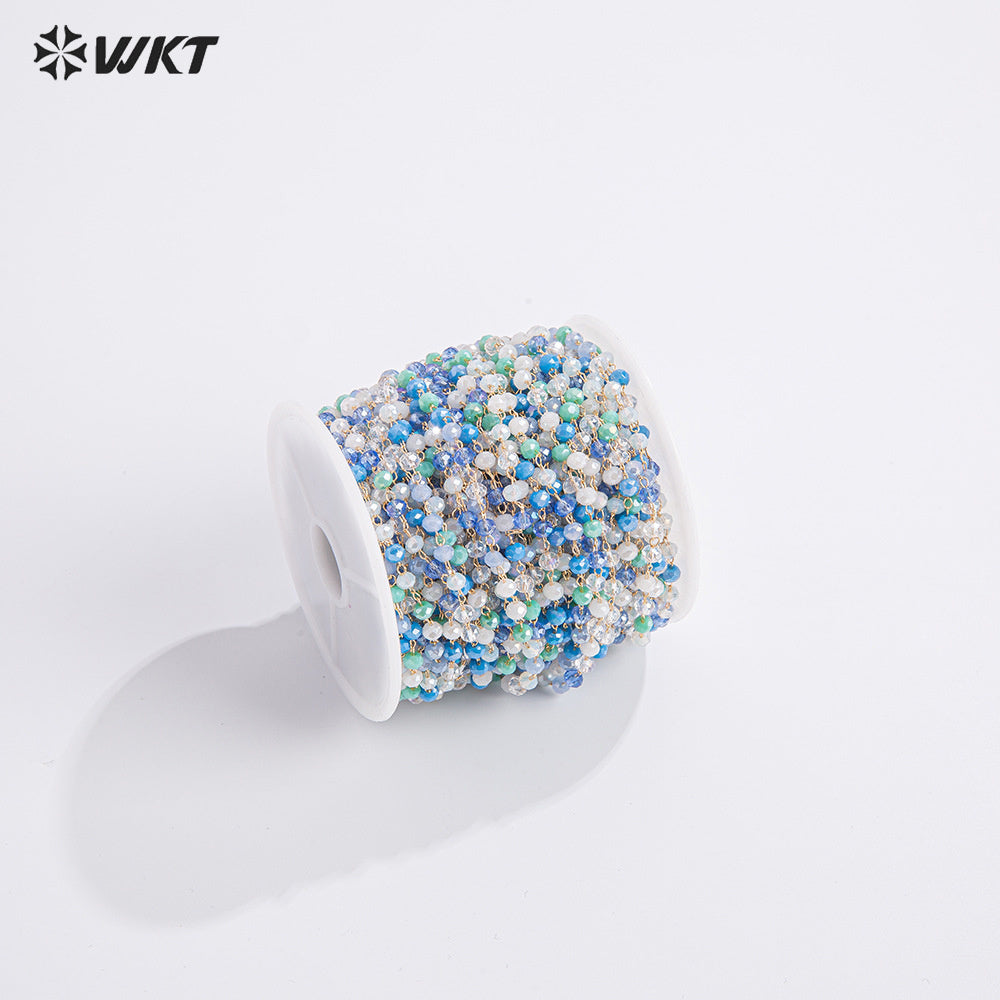 WT-RBC232 Euorope Fashion 2mm Tiny Colorful Beads Necklace Chain for Jewelry Findings DIY or As Sunglass Chain