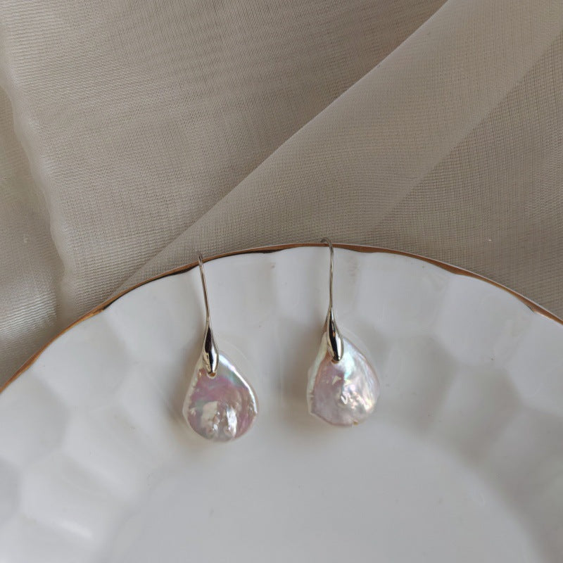 WT-MPE195 Minimalism Style Gold Silver Plated Natural Freshwater Pearl Waterdrop Shape Earrings For Lady Elegant Jewelry