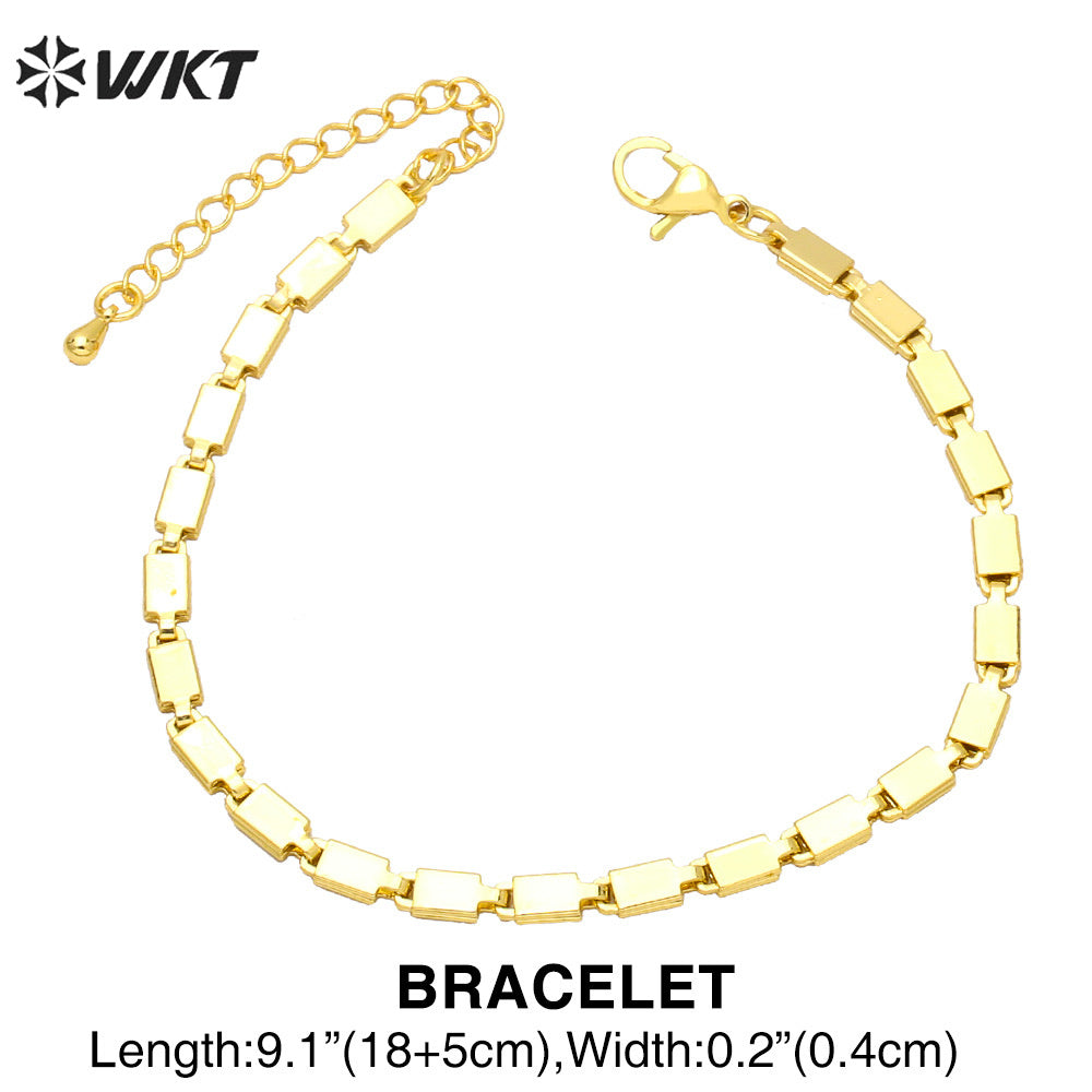 WT-BFN053 Europe and the United States Design Small square Snake Chain Necklace Ins Trendy New Luxury Clavicle Metal Necklace