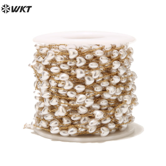 WT-STS018 New Design Stainless Steel Pearl Heart Gold and Silver Love Necklace Bracelet Ladies Clavicle Chain As Birthday Gift