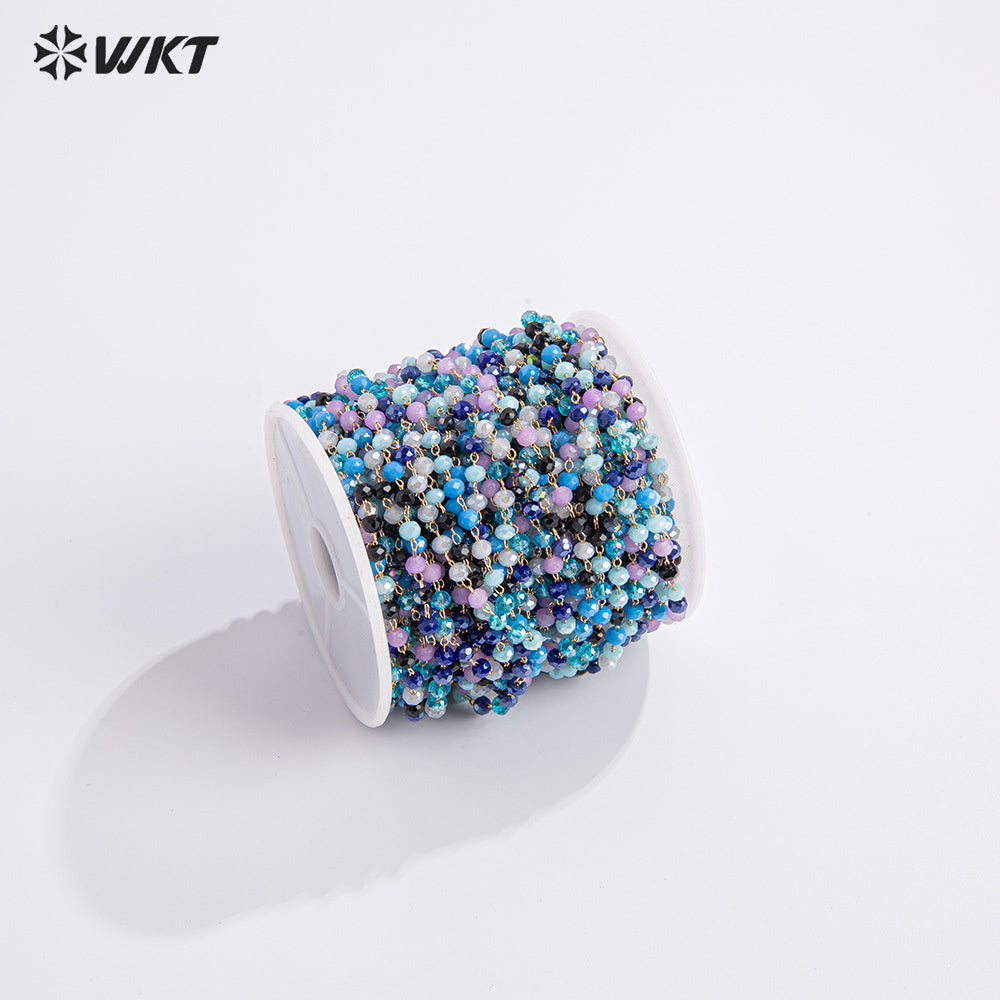WT-RBC232 Euorope Fashion 2mm Tiny Colorful Beads Necklace Chain for Jewelry Findings DIY or As Sunglass Chain