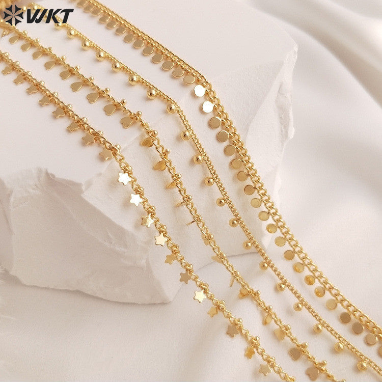 WT-BC220 Hand Made New Arrival Hot Sale18K Gold Plated Yellow Brass Jewelry Chain Sell by Meter for Necklace Bracelet Parts