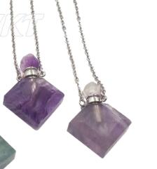 WT-N1191 Newest Natural Gemstone Perfume Bottle Necklace Elegant Silver or Gold Plated Women Perfume Bottle Necklace