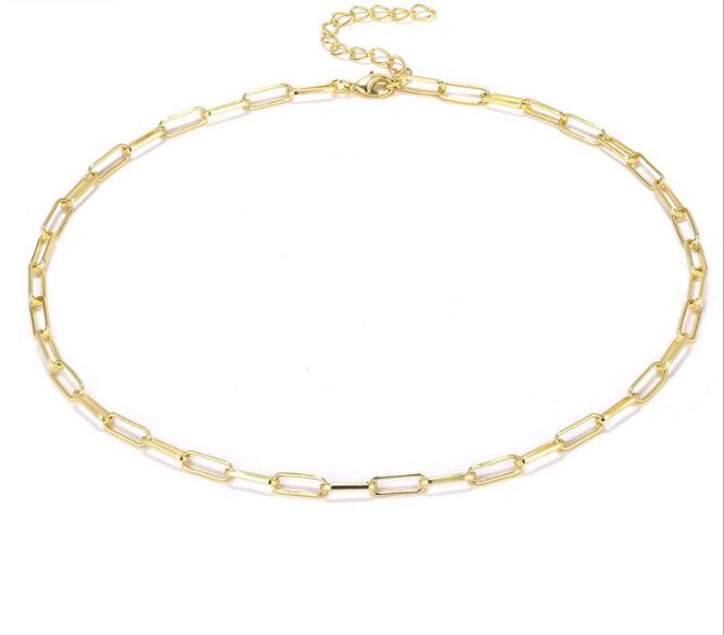WT-N1225 Wholesale 18k Real Gold Plated Chunky Linked Chain Lady Fashion Choker Brass Metal Chain Necklace Women Jewelry Chain