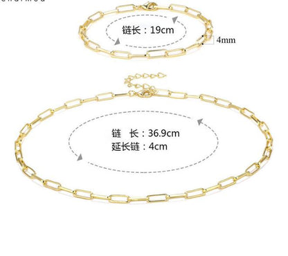 WT-N1225 Wholesale 18k Real Gold Plated Chunky Linked Chain Lady Fashion Choker Brass Metal Chain Necklace Women Jewelry Chain