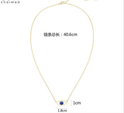 WT-N1226 Amazing Populared Gemstone Evil Eye Necklace 18k Thick Gold Plated High Polish Gold Evil Eye Necklace in 16 Inch Long