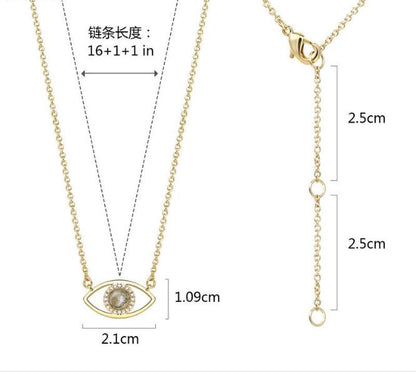 WT-N1226 Amazing Populared Gemstone Evil Eye Necklace 18k Thick Gold Plated High Polish Gold Evil Eye Necklace in 16 Inch Long