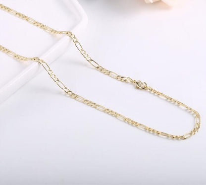WT-N1227 Popular Figaro Chain Necklace Brass with Gold Electroplated Woman Fashion Link Chain Necklace Hot Figaro Chain Necklace