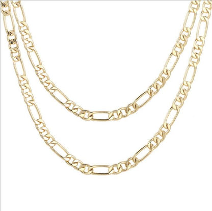 WT-N1227 Popular Figaro Chain Necklace Brass with Gold Electroplated Woman Fashion Link Chain Necklace Hot Figaro Chain Necklace