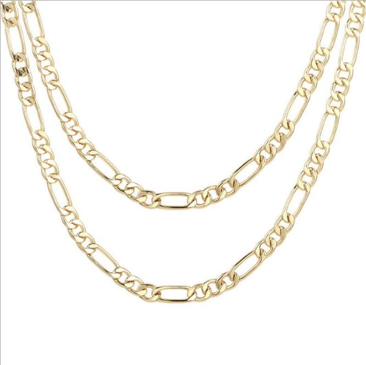 WT-N1227 Popular Figaro Chain Necklace Brass with Gold Electroplated Woman Fashion Link Chain Necklace Hot Figaro Chain Necklace