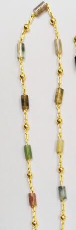 WT-RBC171 WKT New Design Natural Stone square Cube Beads Chain Sell by Meter 18k Gold Electroplated Stone Chain for Jewelry Diy