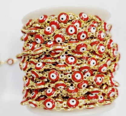WT-RBC173 WKT New Red Evil Eye Hot Sales Jewelry DIY Chain for Necklace and Bracelet Design Chain for Women Fashion Eye Chain