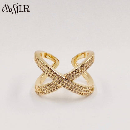 WKT-MVR054 Popular European and American Double Circle Shape Colorful Zircon Ring Female Handpiece Open Ring