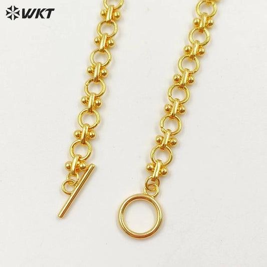 WT-JFN22 WKT Popualr New Arrival Simple Elegant and Fresh Design 18k Gold Plated Buckle Necklace Unisex Hot Sale Chain Jewelry