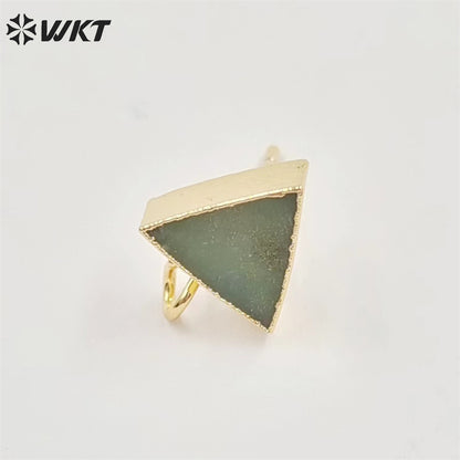 JFE79 Wholesale Women Natural Gemstone Natural Chrysoprase Jade Triangle Jade Studs for Matching Pendants Earring Findings