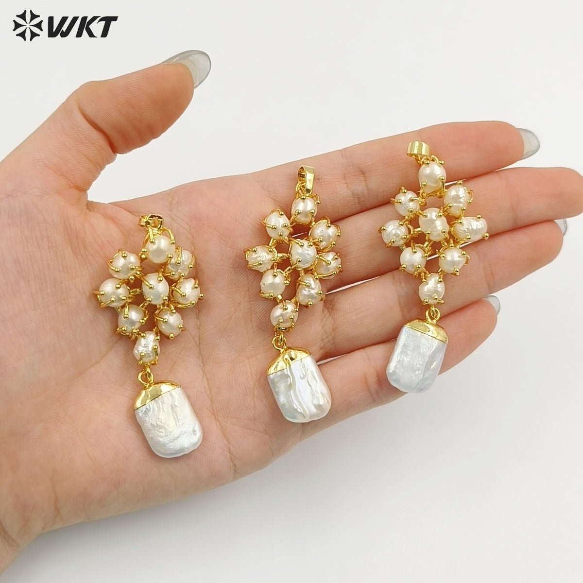WT-JP456 Exclusive Elegant Design Gold Electroplated Multi Natural Freshwater Pearl Pendants For Lady Gift Making Accessory
