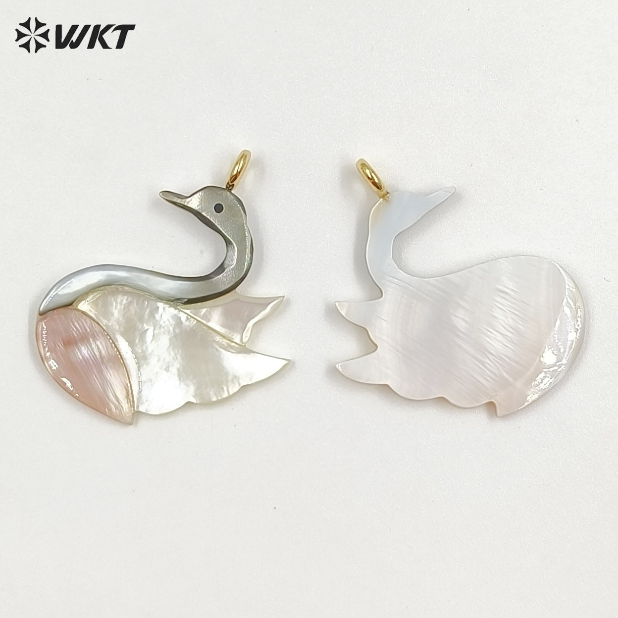 WT-JP505 New Arrival Design Natural Shell White Swan Shape Gold Pendant As Women Handmade Necklace Jewelry DIY Accessories