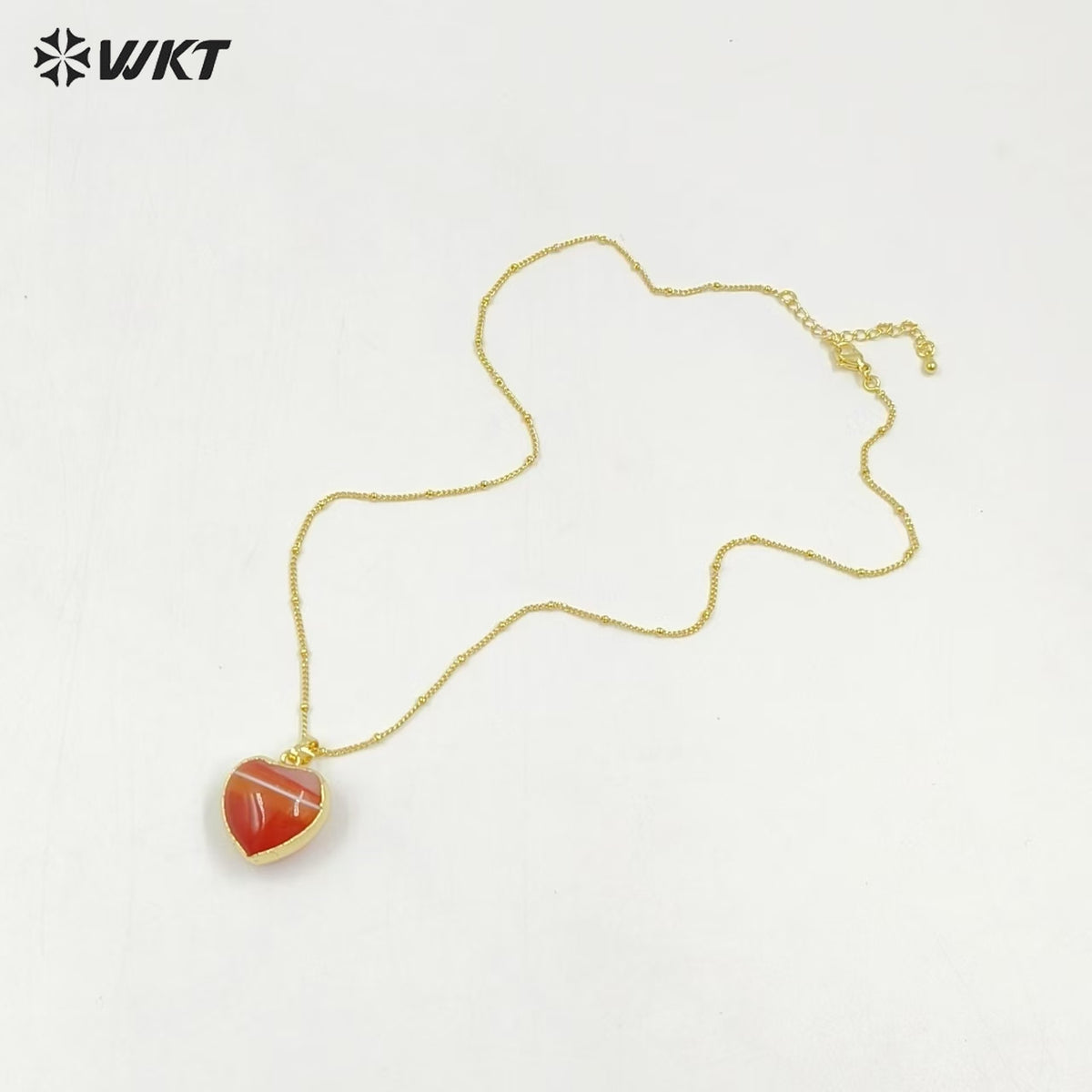 WT-N1485 Fashion Popular 18K Real Gold Plated Lovely Small Gemstone Birthday Stone Heart Charms Necklace