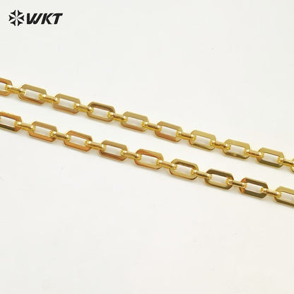 WT-BC176 WKT Wholesale Fashion Jewelry Chain 18K Gold Delicate Rectangular Mosaic Spiral Circle Shape Beautiful Necklace Chain