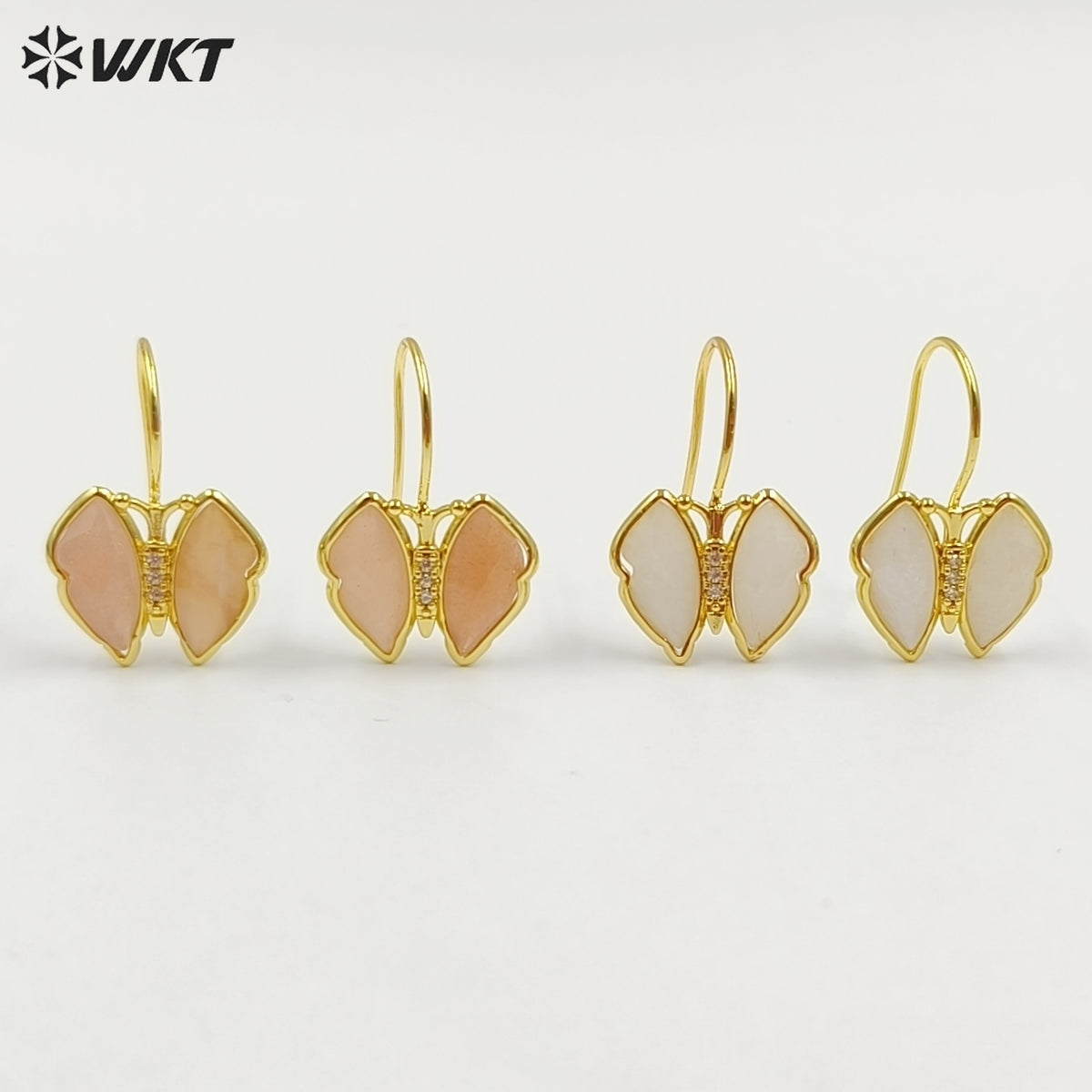 WT-E825 Exquisite Fashion Gold Plated Natural Gemstones Butterfly Shape Little Earrings As Lady Lovely Elegant Jewelry
