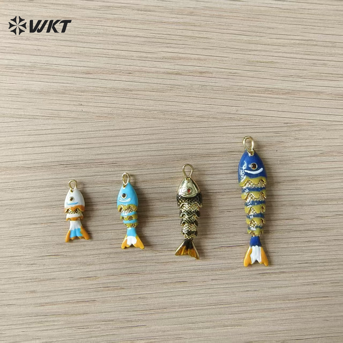 WT-MP322 High Quality Ocean Series Multi Designs Yellow Brass Gold Electroplated Metal Fish Shape Pendants As Jewelry Findings