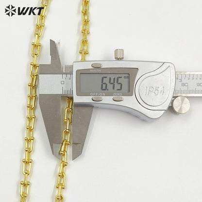 WT-N1228 Supper Hot Wholesale U Chain Top Quality Jewelry Brass With Full Gold Eletroplated U Chain Women Necklace Chain