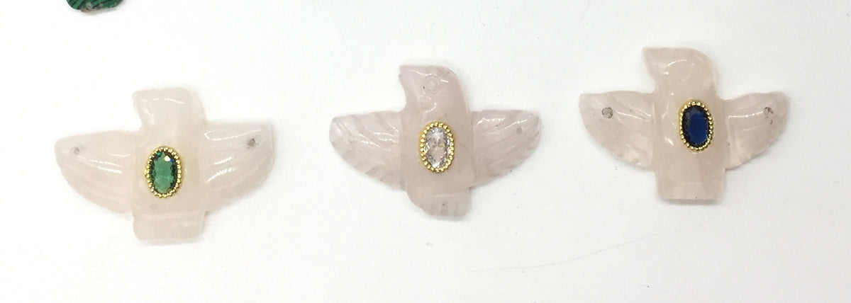 WT-P2147 Wonderful Trendy Colorful Zircon And Natural Gemstones Pigeon Shape Gold Pendants For Women Necklace DIY Making