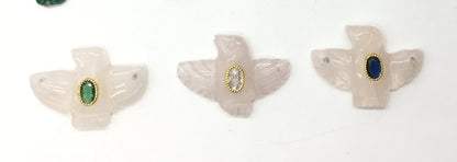 WT-P2147 Wonderful Trendy Colorful Zircon And Natural Gemstones Pigeon Shape Gold Pendants For Women Necklace DIY Making