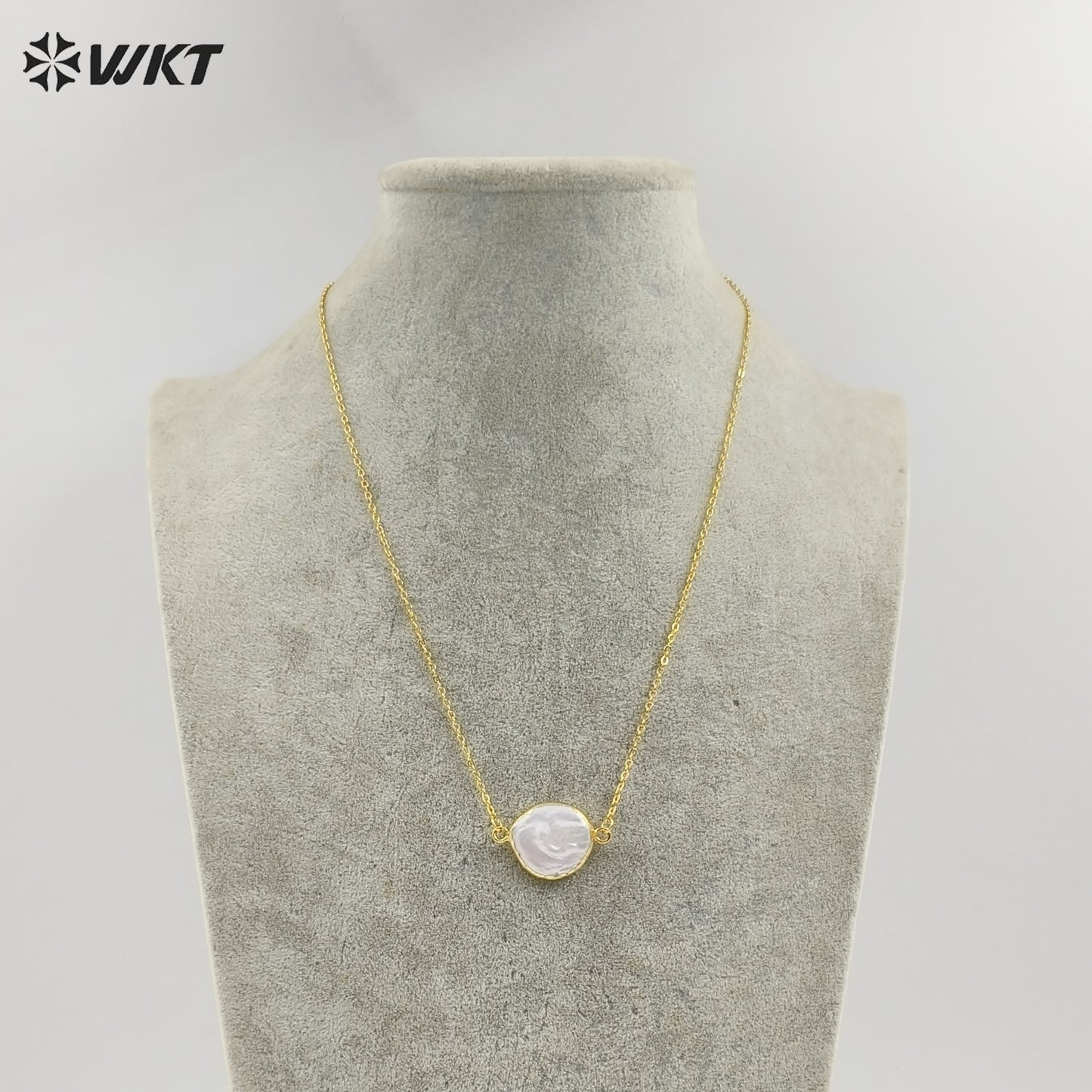 WT-N821 High Quality Connector Pearl Necklace Jewelry,Double Loops Natural Pearl Necklace Connector Necklace for Women