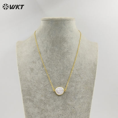WT-N821 High Quality Connector Pearl Necklace Jewelry,Double Loops Natural Pearl Necklace Connector Necklace for Women