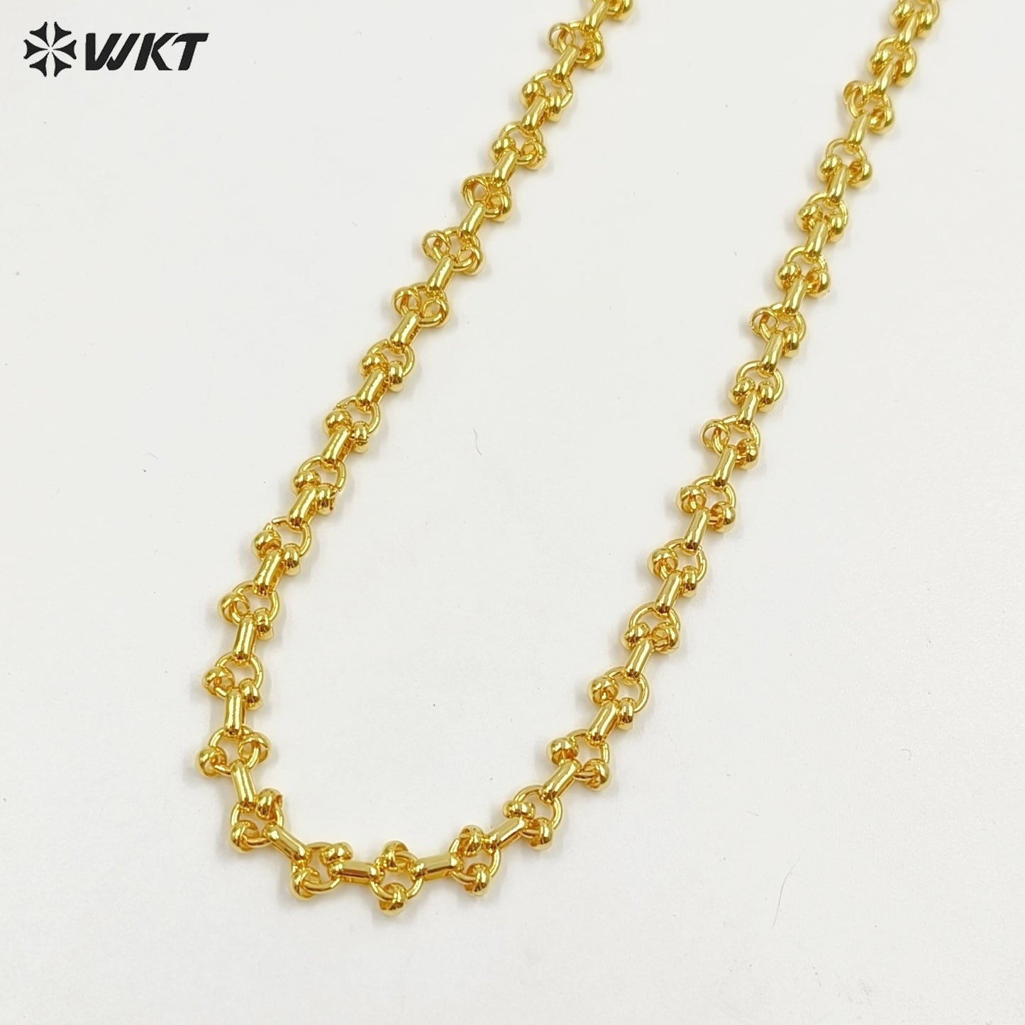 WT-BC257 Good Quality 18k Gold Plated Round Shape with Double Little Circles Metal Yellow Brass Link Chain for Jewelry Making